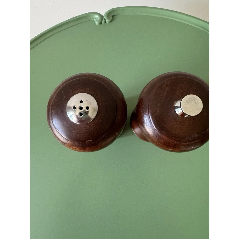Vintage Mr. Dudley Solid Wood Pepper Grinder Mill & Salt Shaker Set Brown